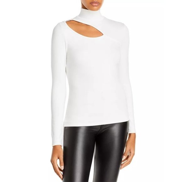 FORE Cutout Turtleneck Top in White - Picture 1 of 2